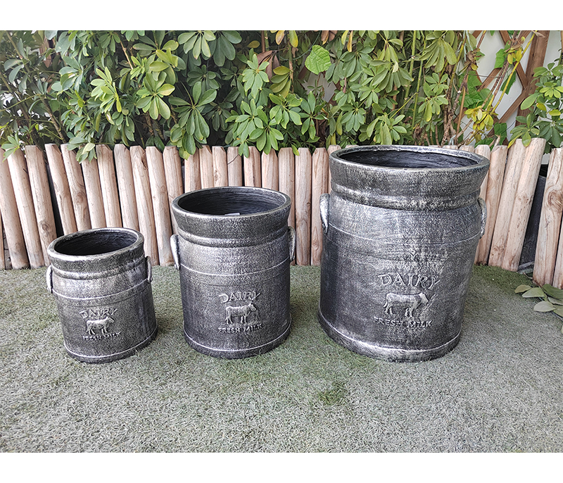 Set of 3 Fiber Clay Flower Pots