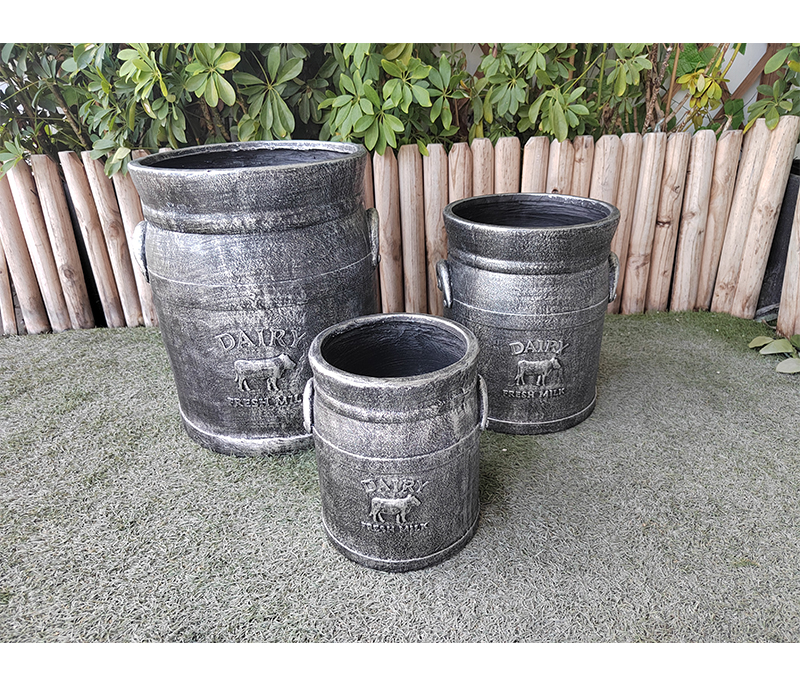 Set of 3 Fiber Clay Flower Pots