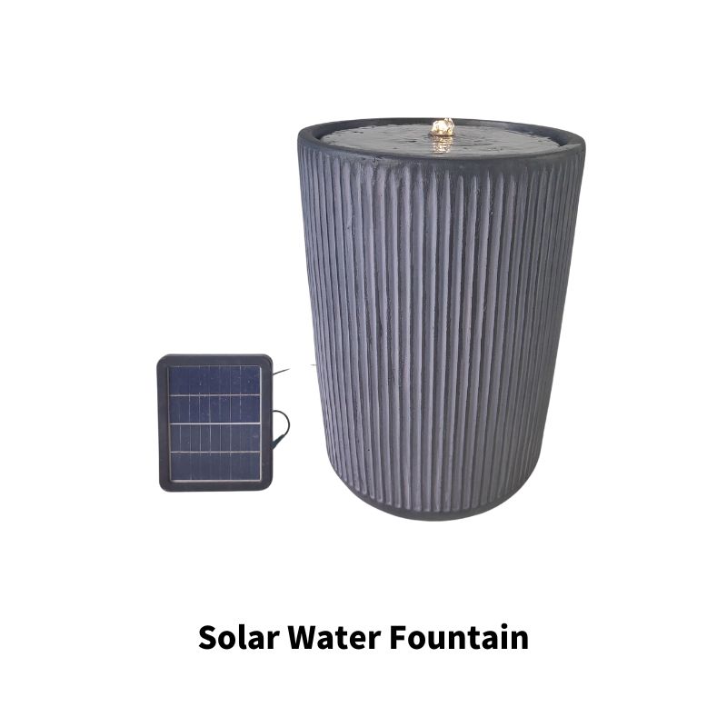 Modern Stripe Cylinder Solar Water Fountain 