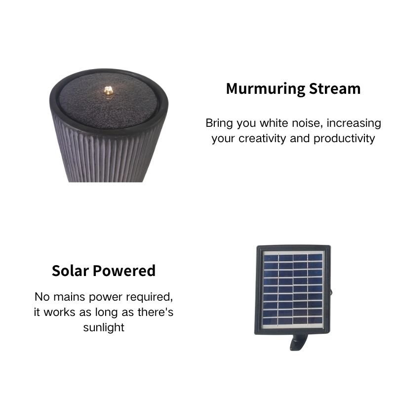 Modern Stripe Cylinder Solar Water Fountain 