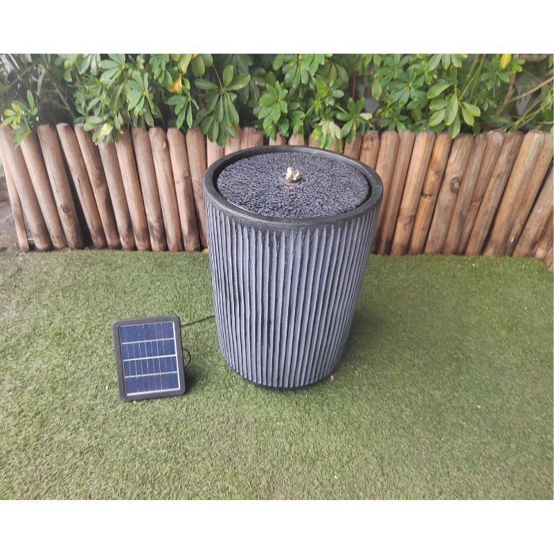 Modern Stripe Cylinder Solar Water Fountain 