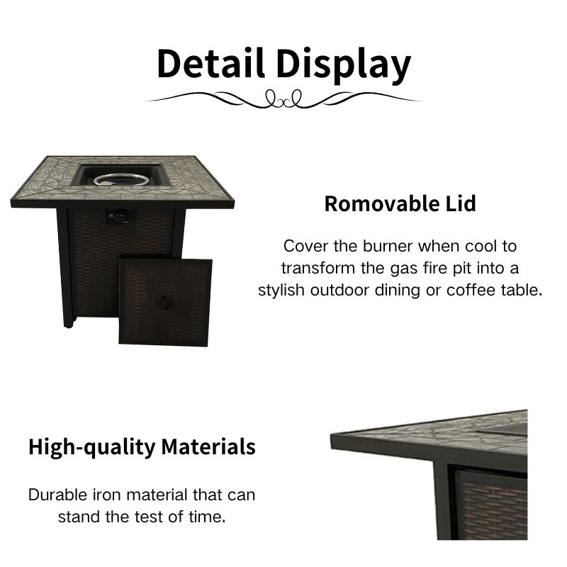 Weave Design Square Table 40000 BTU Propane Fire Pits