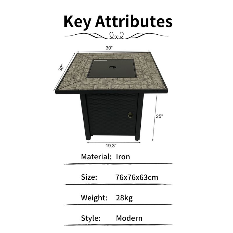 Weave Design Square Table 40000 BTU Propane Fire Pits