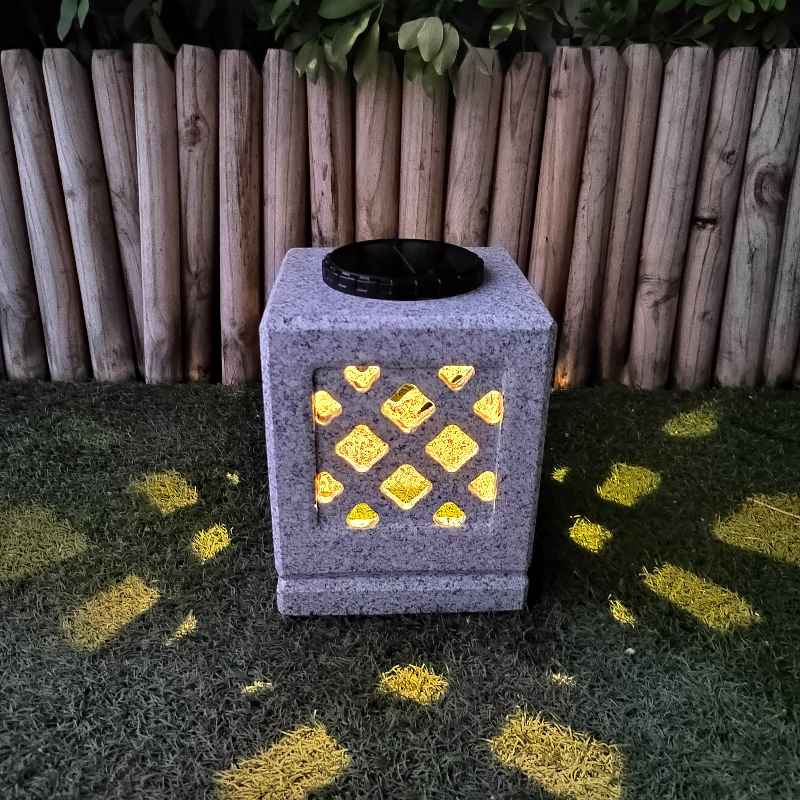 Stone Finish LED Solar Light Lantern