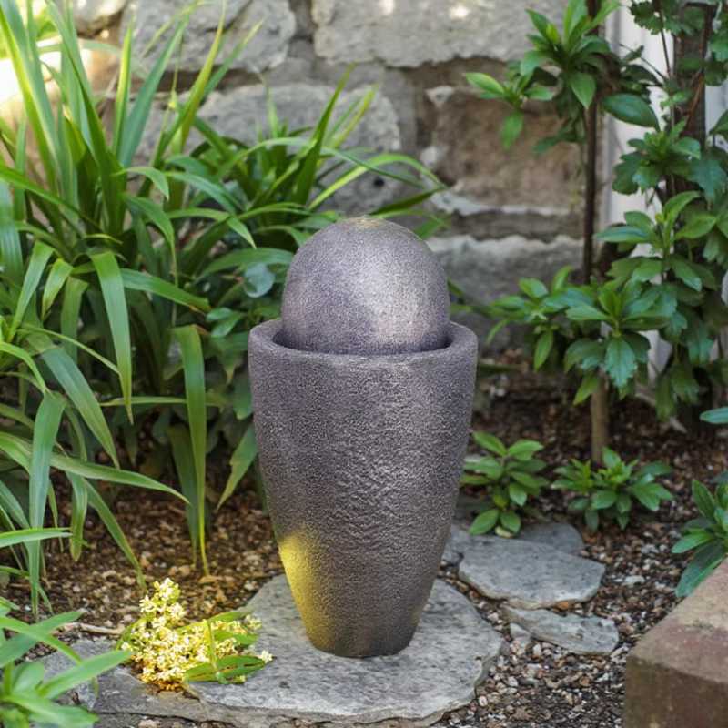 Grey Solar Water Fountain