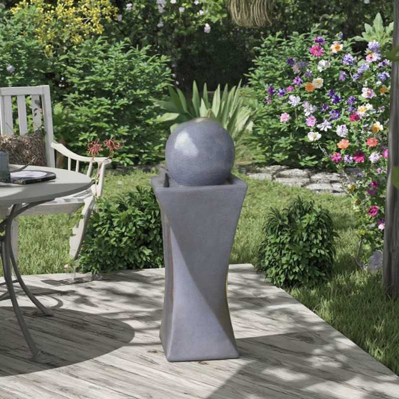 Spiral Base Grey Solar Fountain with Water Pump