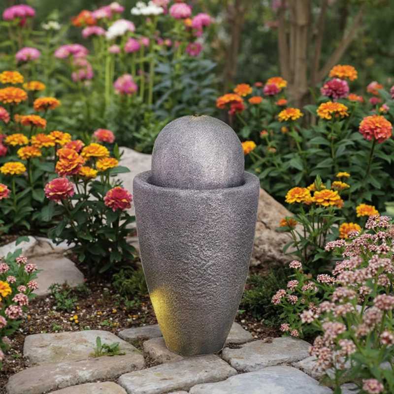 Grey Solar Water Fountain