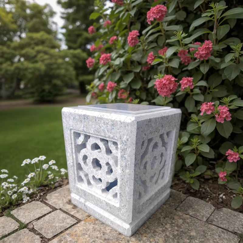 Stone Finish LED Solar Light Lantern