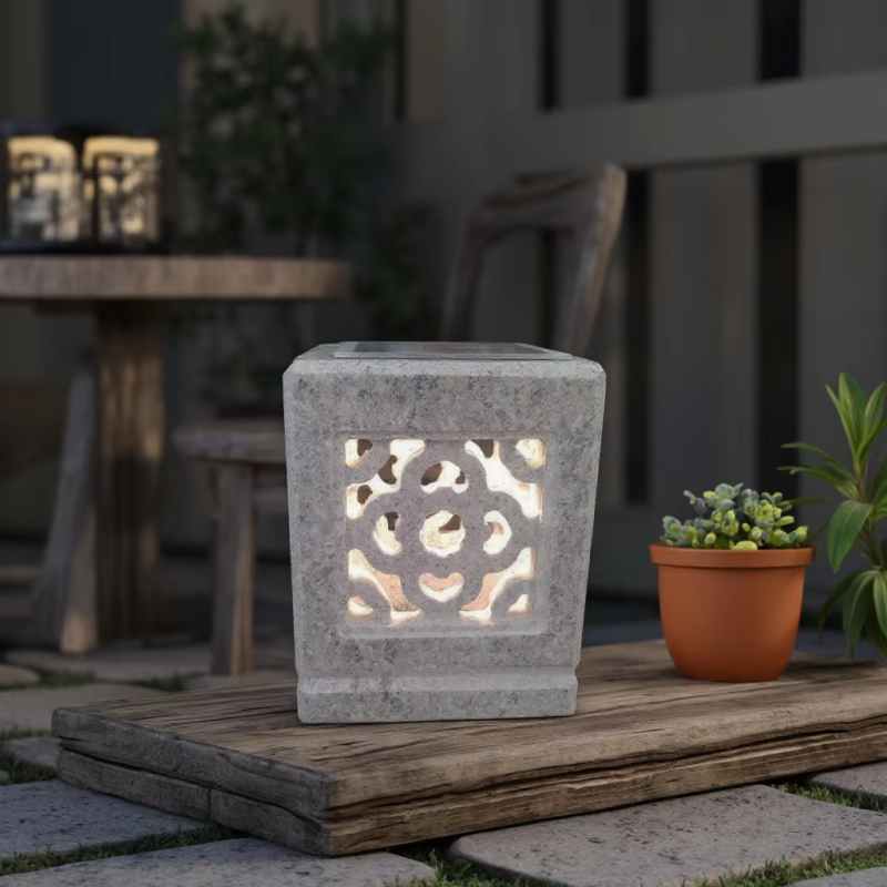 Stone Finish LED Solar Light Lantern