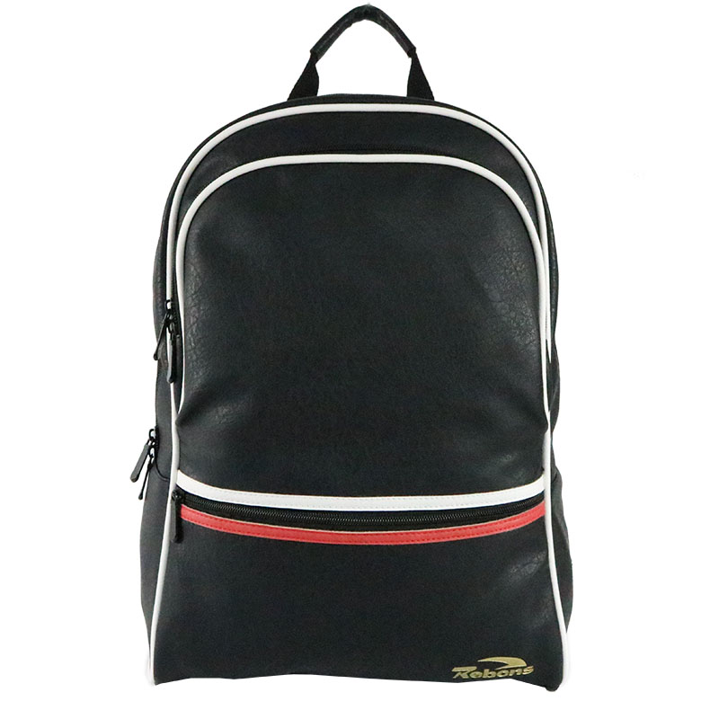 Mens black faux pu leather bag backpack