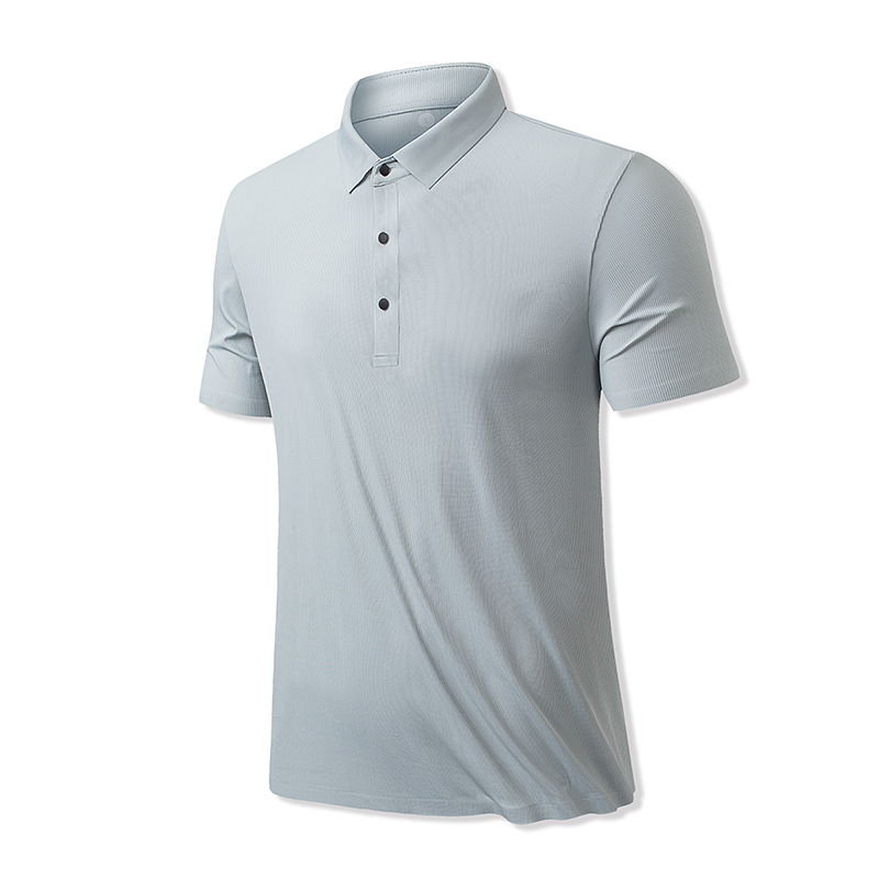 Men Ice Silk Korean Ribbed Short Sleeve Polo Shirt