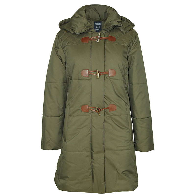 Women’s Nylon Cotton Toggle Hoodie Long Puffer Parka