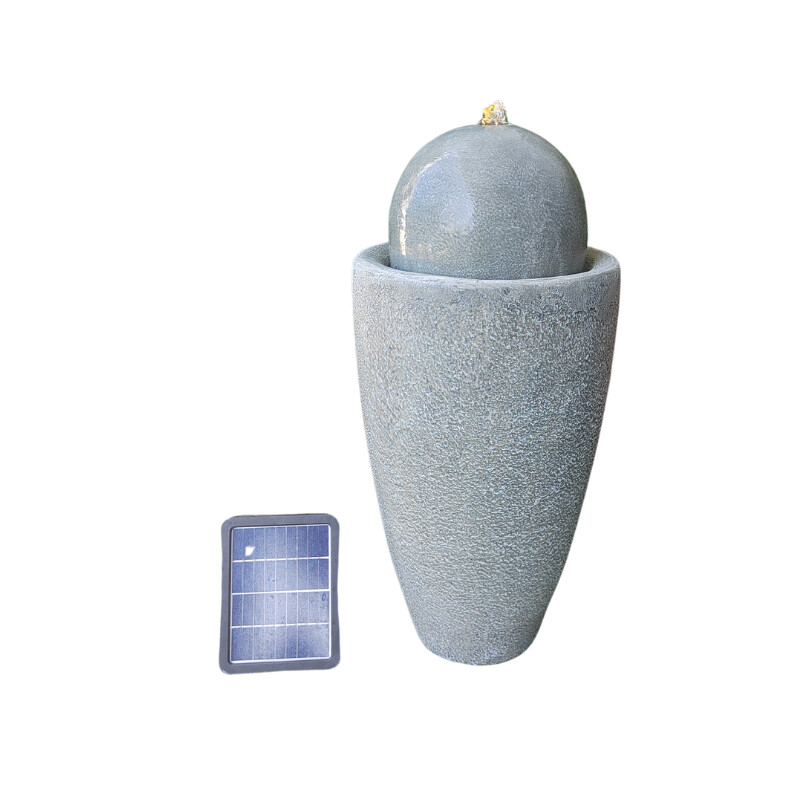 Greenish Gray Solar Water Fountain with Pump for Outdoor Garden Decoration