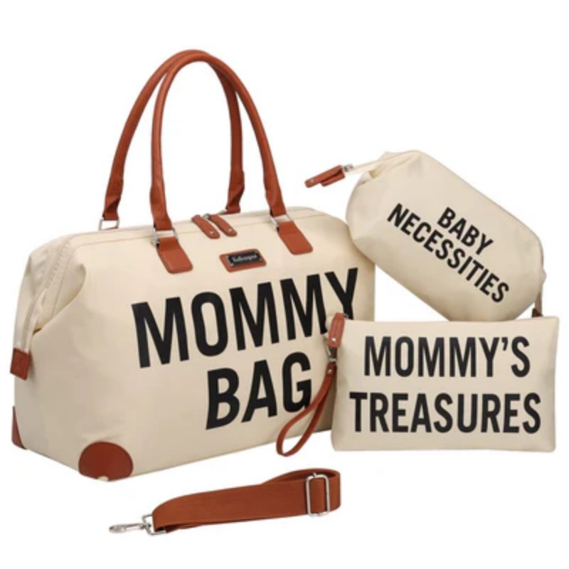 Mommy Tote Diaper Bag Set with Main Bag 2 Organizers and Changing Pad