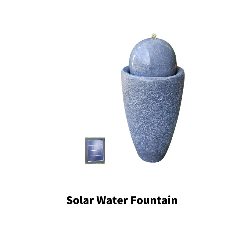 New Design Dark Grey Solar Garden Water Fountain with Pump for Outdoor Decoration