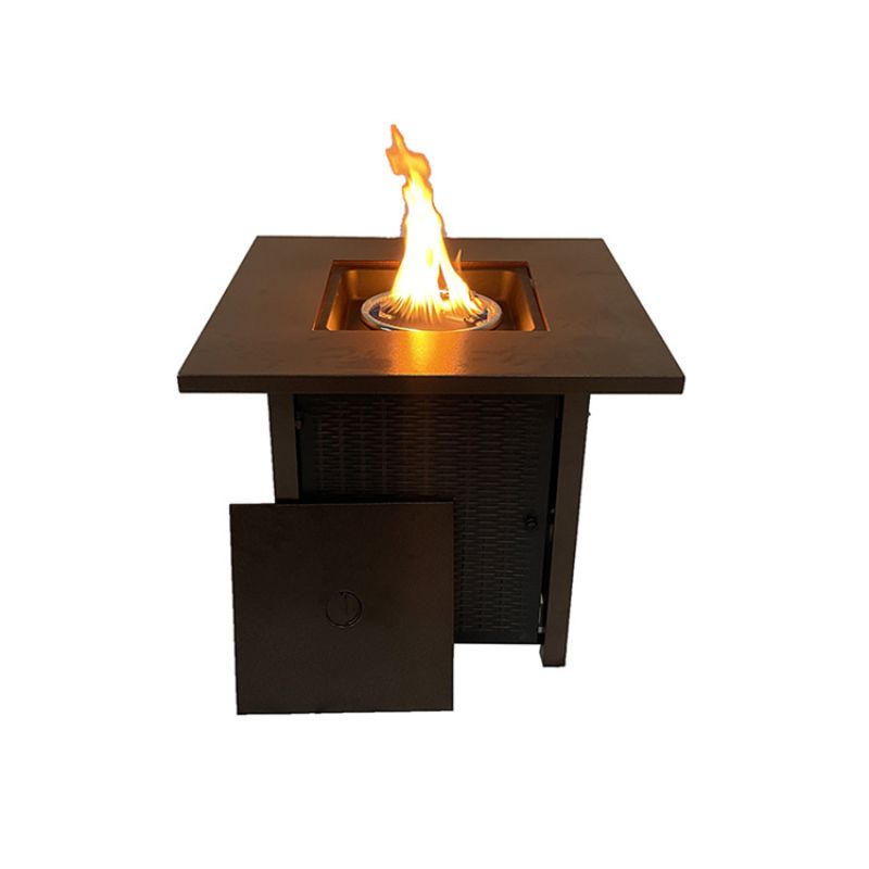 Weave Design Square 40,000 BTU Propane Fire Pit with Lava Rocks for Home and Garden